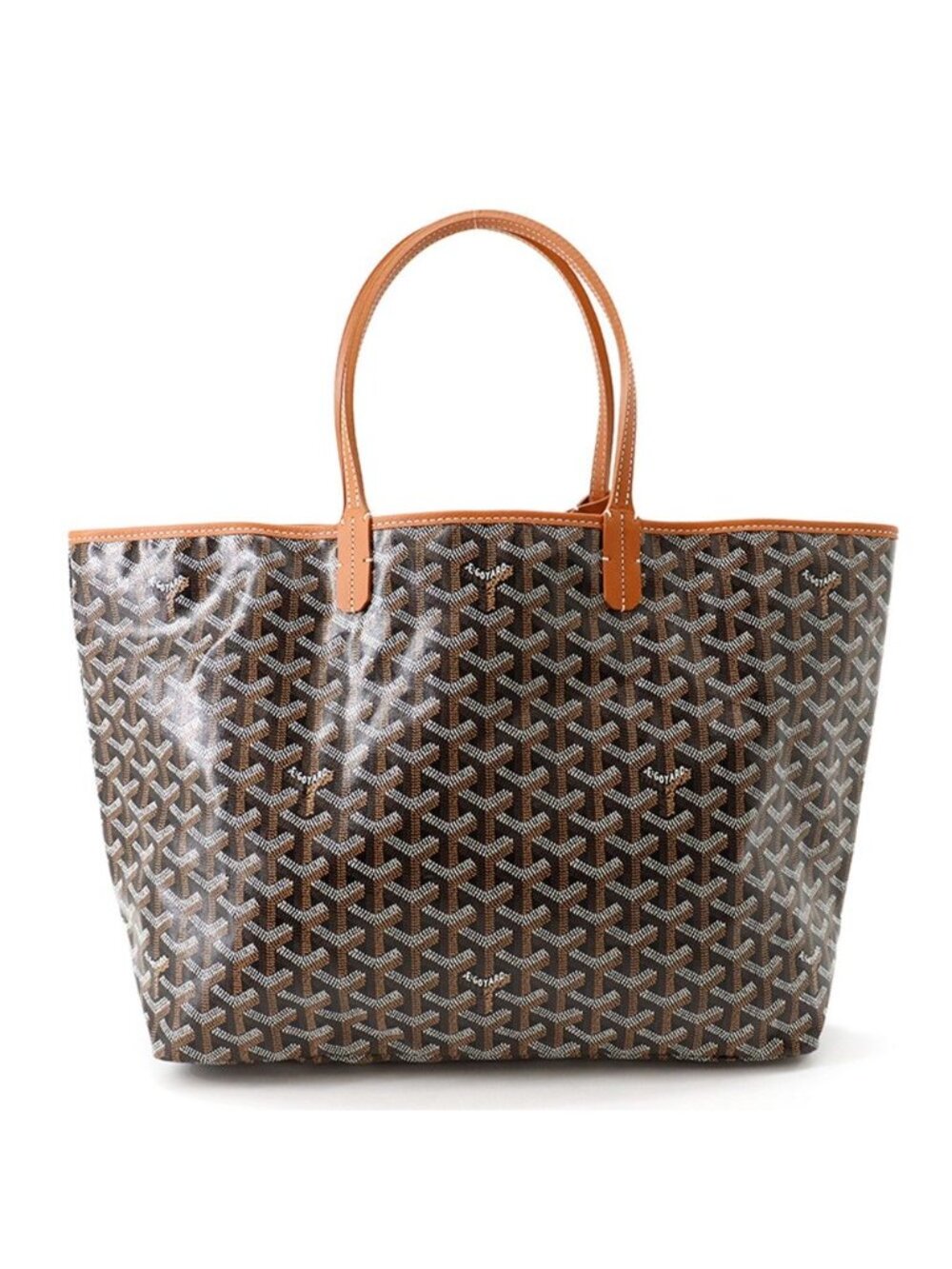 Goyard Tote Bag Saint Louis PM Leather Herringbone Black